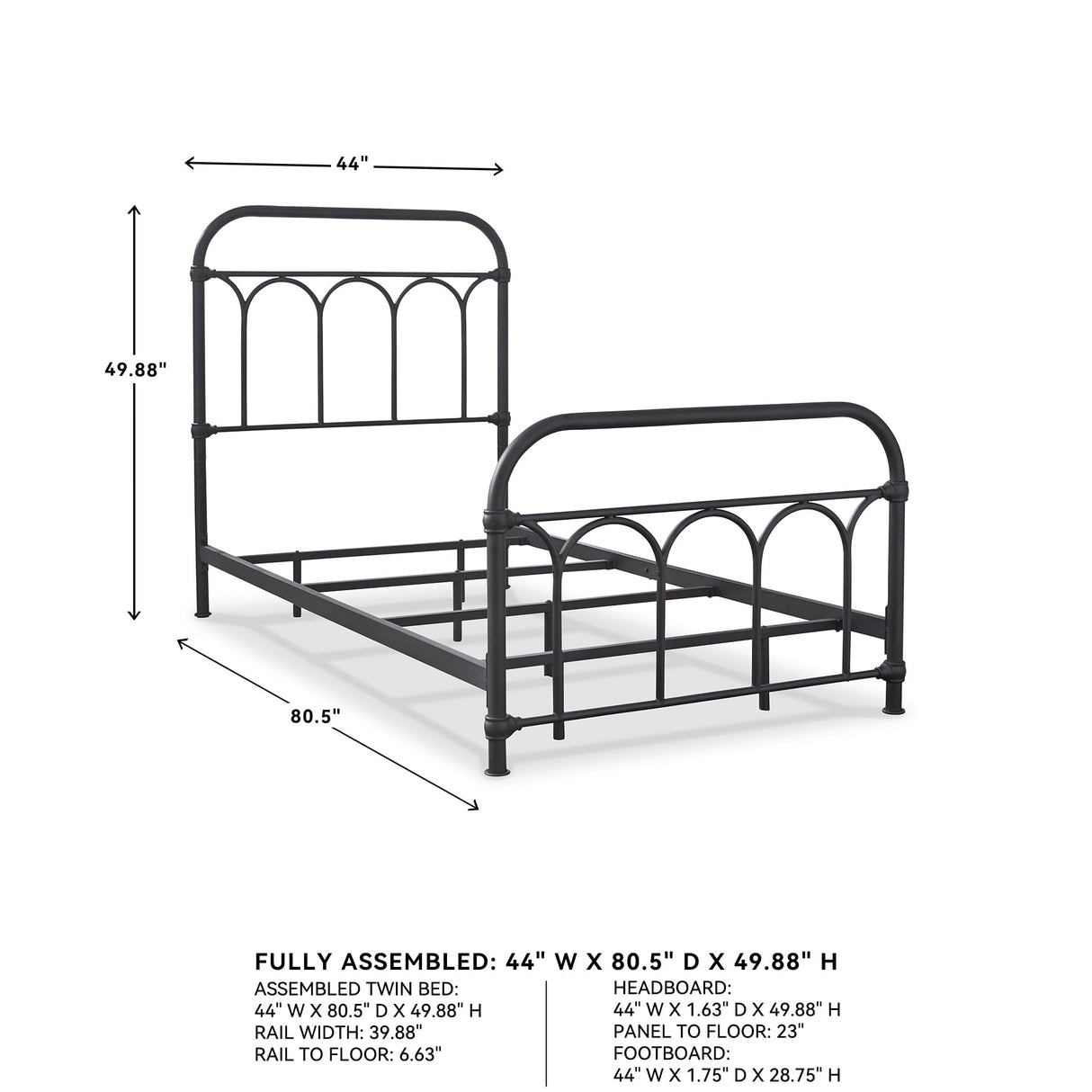 Signature Design by Ashley Nashburg Farmhouse Industrial Twin Metal Bed with Powdercoated Finish, Matte Black Signature Design by Ashley