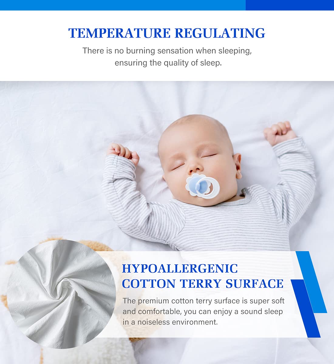 Twin Mattress Protector Waterproof Mattress Topper Cover Super Noiseless Soft & Breathable for Kids Bed Cover,Terry Twin Mattress Pad for Kids Pets Adults Fitted Bed Sheets Twin 39"x75" Artivestion