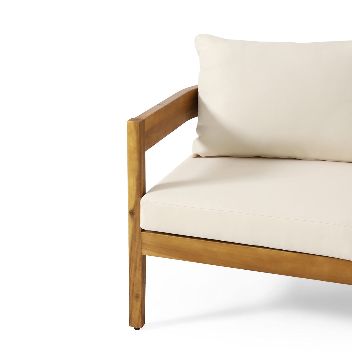 Christopher Knight Home Brooklyn Outdoor 3 Seater Sofa with Cushions - Acacia Wood - Teak/Beige Christopher Knight Home