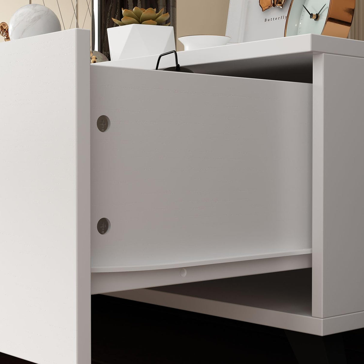 FAMAPY Modern TV Console Extendable Media Console, Adjustable Length, Contemporary Entertainment Center with Drawers and Legs, for Living Room White and Black (95”-133.9”W x 15.2”D x 13.1”H) FAMAPY