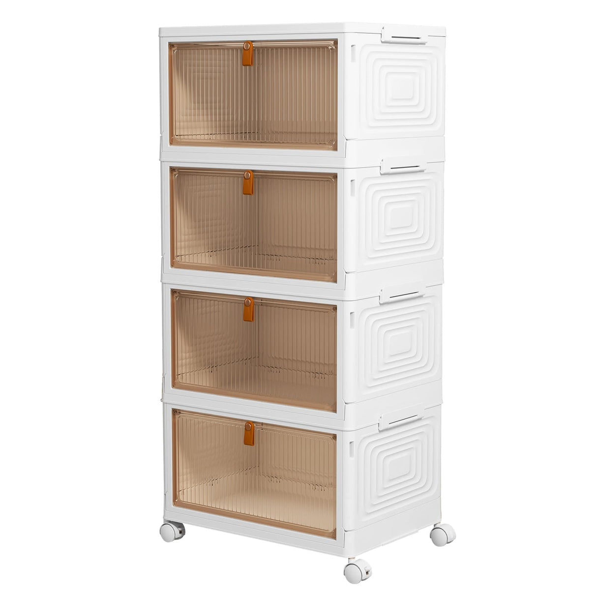 4 Tier Plastic Storage Bins with Lid 23QT, Stackable Storage Containers with Wheels, Folding Storage Boxes, Collapsible Storage Bins, Closet Organizers and Storage for Living Room,Office,Dorm YFXCVSL