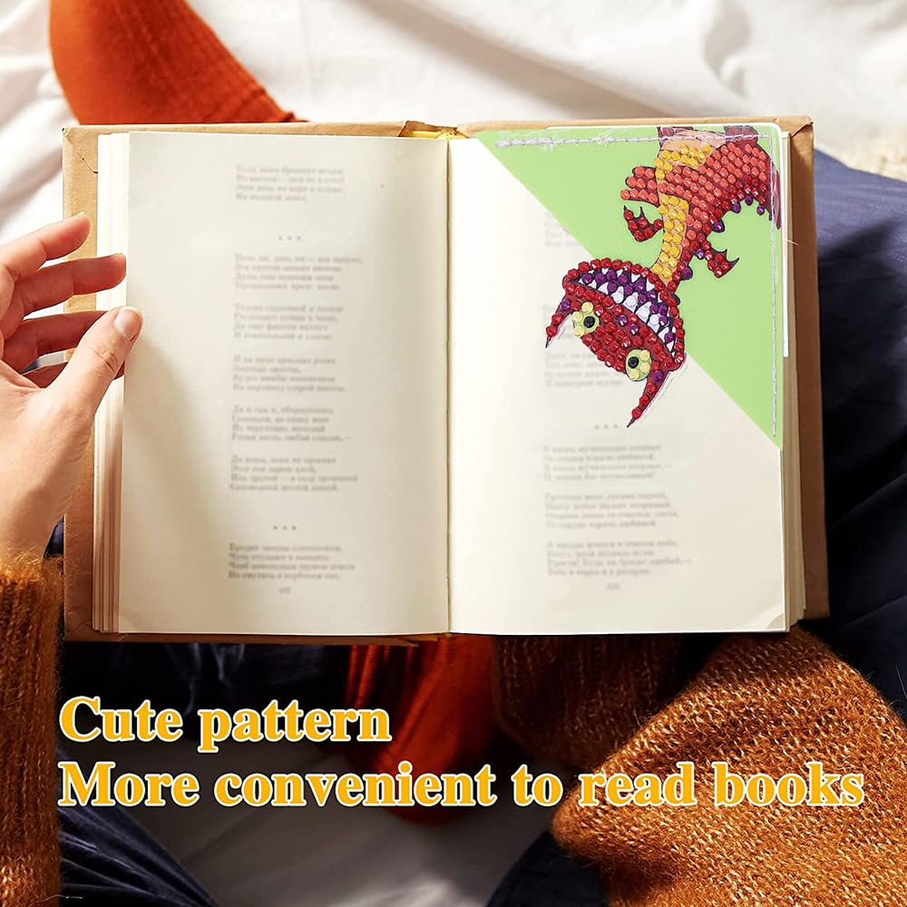 5D Diamond Painting Corner Bookmark Dinosaur Pattern DIY Book Marks Triangle Book Lovers Festival Gifts Presents for Women Girls Boys Art Craft Reading Lovers(8 Pcs) KACASHIP