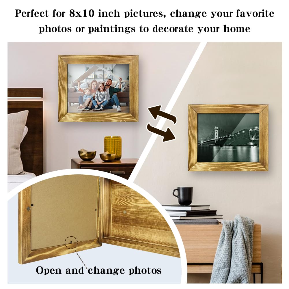 Hidden Gun Storage - Concealment Gun Safes for Pistols, Secret Decor Solid Wooden Handgun Picture Frames Box (Solid Wood) Homvle