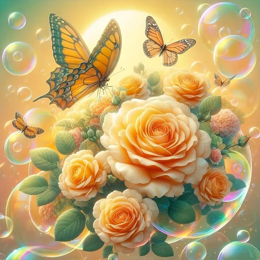 Anuver Diamond Art Flower Kits for Adults, Full Drill Rose Diamond Art Kits for Beginner, 5D DIY Diamond Painting Kits for Home Wall Decor, 12x12 Inch Anuver