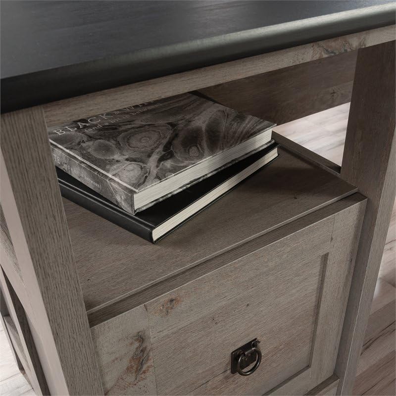 Sauder August Hill L-Shaped Home Office Desk, L: 59.06" x W: 58.74" x H: 29.25", Mystic Oak finish Sauder