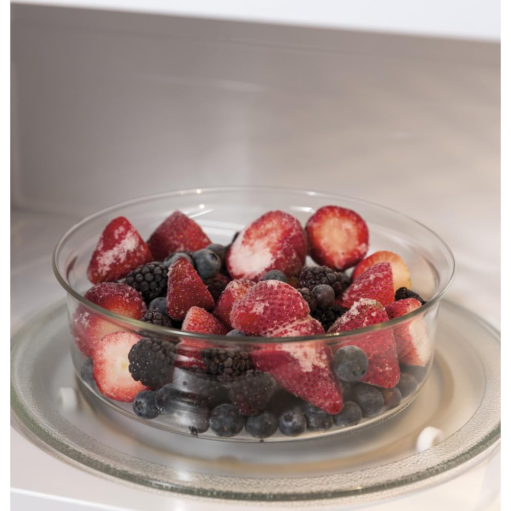 GE Countertop Microwave Oven, Compact 1.1 Cubic Ft., 950-watt Capacity, 6 Auto Cooking Settings, Child-Lock Technology, Kitchen Essentials for the Countertop, Dorm Room or Apartment, Stainless Steel GE