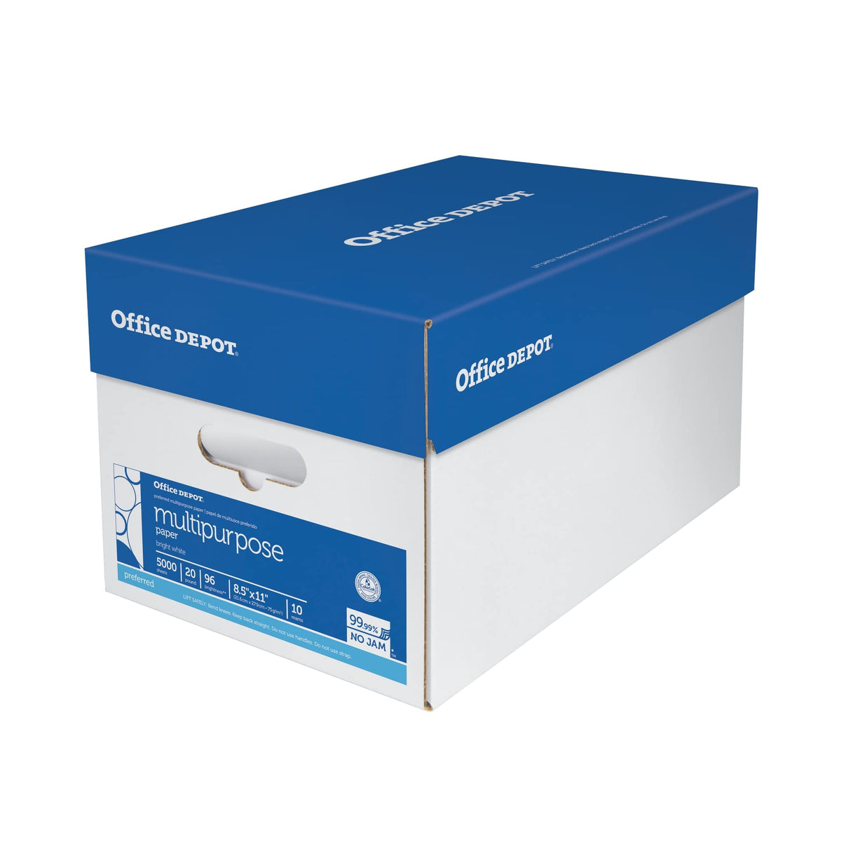 Office Depot® Multi-Use Printer & Copy Paper, 10 Reams, White, Letter (8.5" x 11"), 5000 Sheets Per Case, 20 Lb, 96 Brig Office Depot