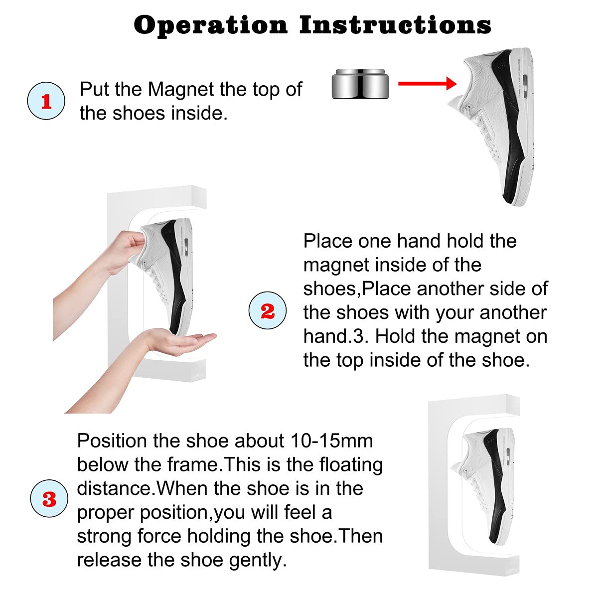 Yegvea 360°Rotation Floating Shoe Display Stand, Magnetic Levitation Sneaker Rack, with LED Light Sneaker levitating shoe shelf for Storefront Home Decor|Advertising Exhibition Shoe Store Show Yegvea