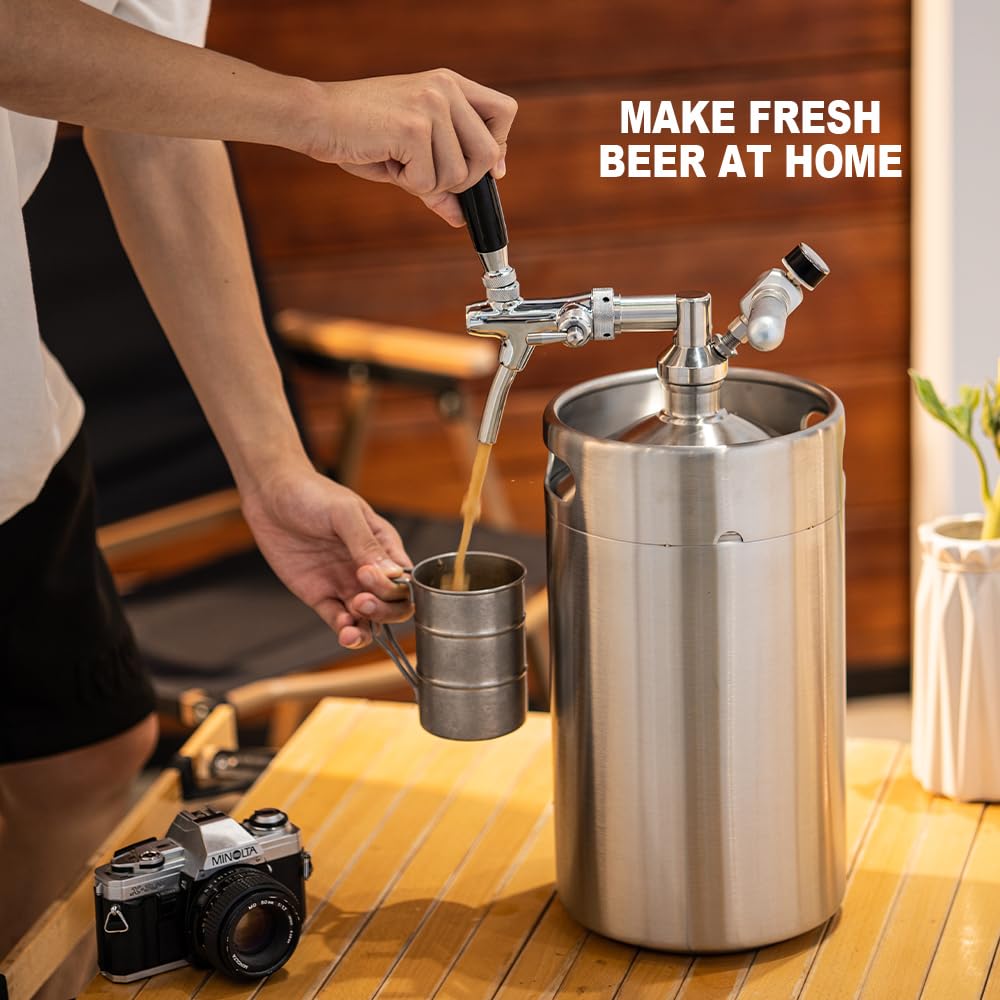 270OZ Mini Keg Growler, Pressurized Home Dispenser System with Adjustable Faucet Keeps Carbonation and Fresh for Homebrew, Craft and Draft Beer Gancowise