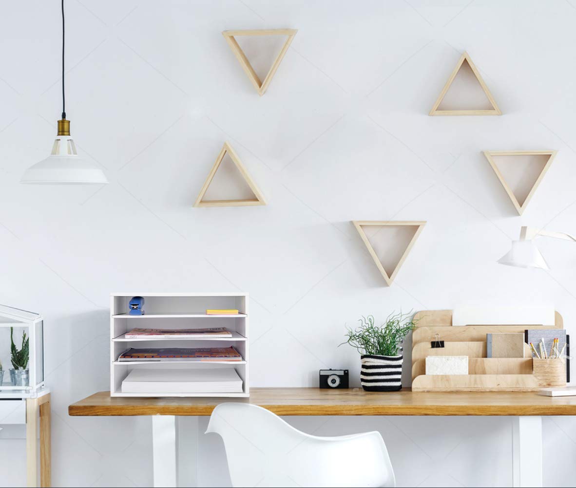 EMERIT Desk Paper Organzier Wood Paper Organizer Storage Office Paper Shelves Letter Tray File Sorter with Adjustable Shelves for Home Office EMERIT