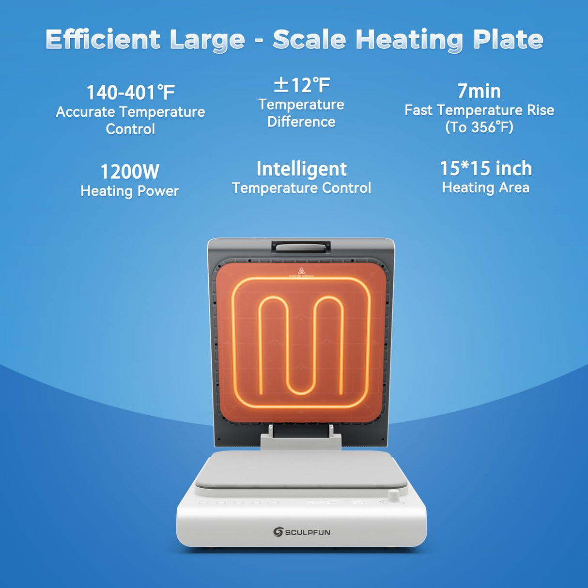 SCULPFUN H1 Upward Pressure Auto Heat Press Machine,3 Levels Adjustable Pressure Up to 176lb,Fast and Even Heating with Smart Control for DTF,T-Shirts,Sublimation,Vinyl,Heat Transfer Projects,15"x15" SCULPFUN