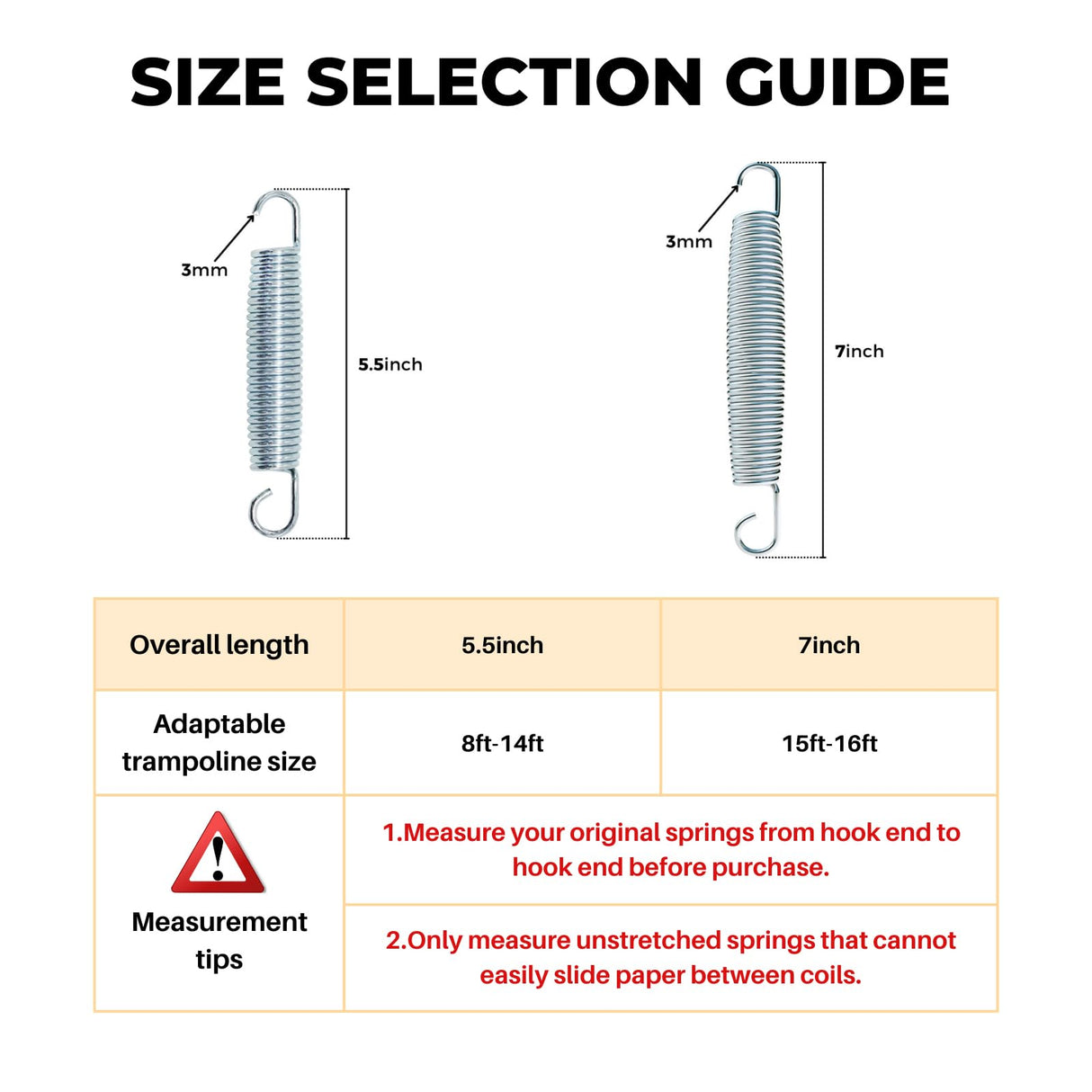 5.5 Inch Trampoline Springs Heavy Duty Stainless Steel Replacement Spring, Set of 16 TreeLen