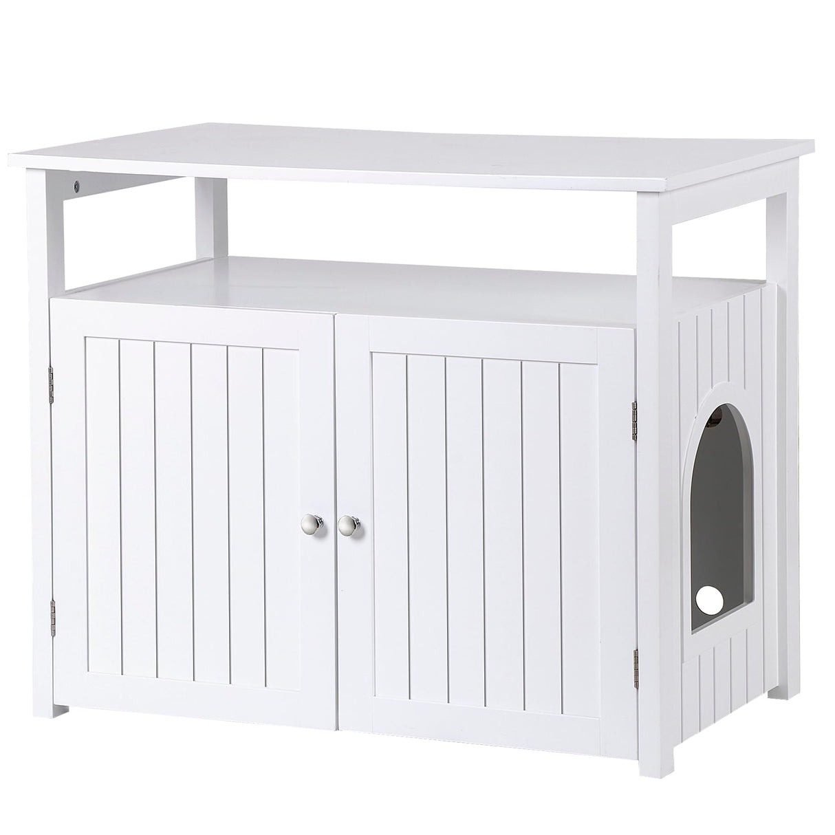 Cat Litter Box Enclosure with Storage Shelf Hidden Litter Box Furniture Indoor Cat Washroom Wooden Cat House Table Nightstand Pet Republic