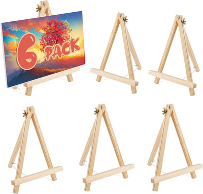 6 Pack 9 Inch Wood Easels, Easel Stand for Painting Canvases, Tripod, Kids Student Tabletop Easels for Painting, Art Craft Painting Easel Stand for Artist Adults Students