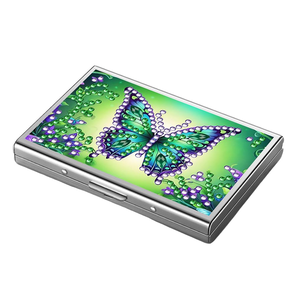 POETRYDRAW Diamond Art Painting Credit cards Holder – Butterfly Rhinestone Stainless Steel Wallet & Coins Purse for Adults, Beginners Art Craft Kit POETRYDRAW