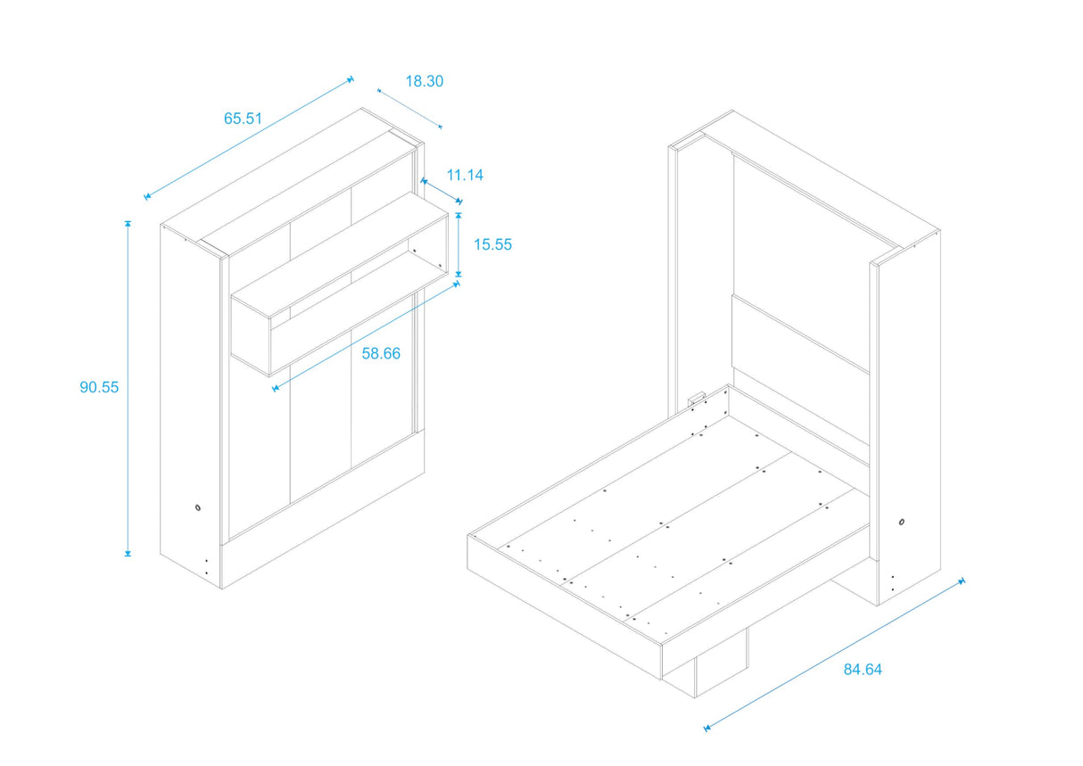 Oakland Living Easy-Lift Queen Murphy Wall Bed in Black with Shelf Oakland Living