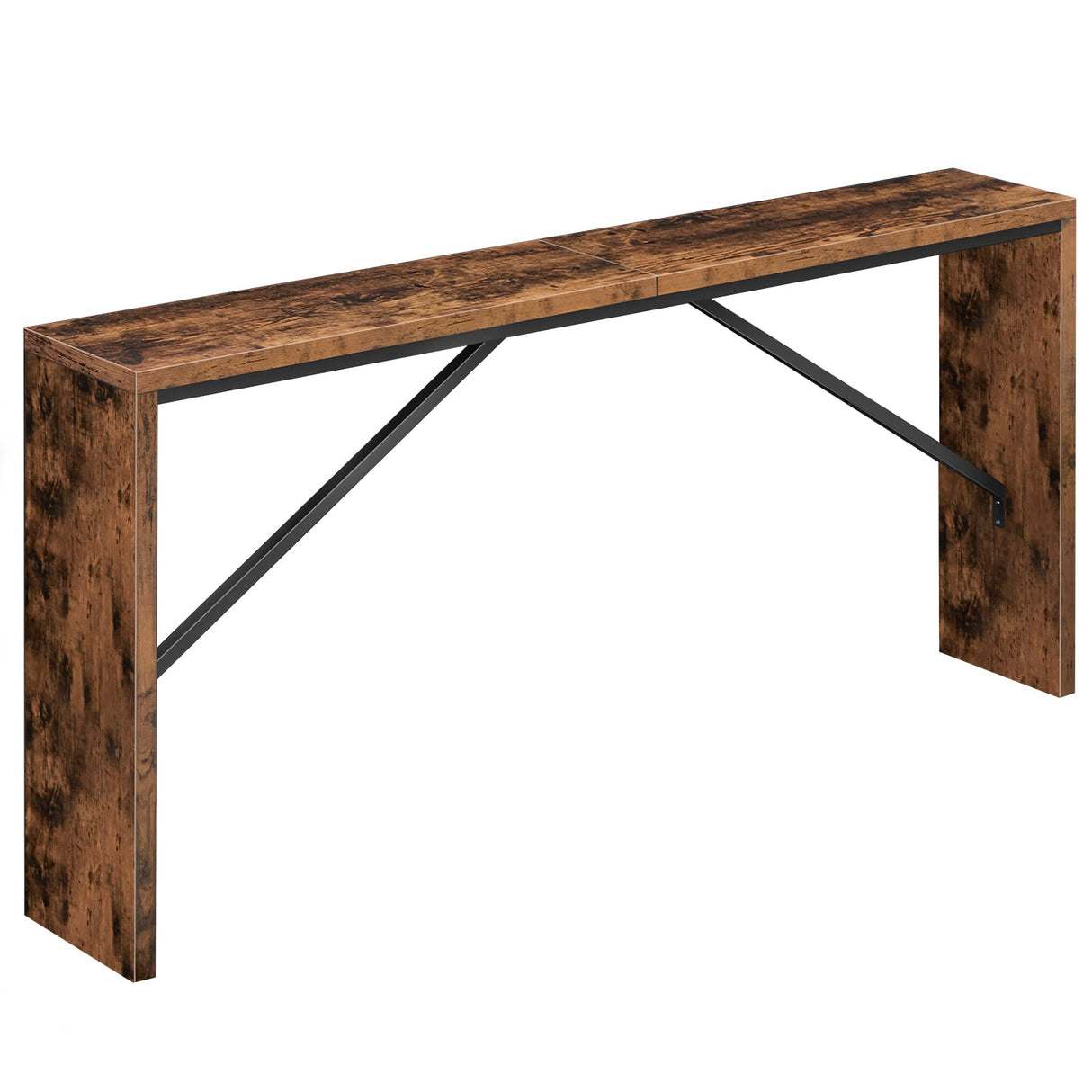 MAHANCRIS Console Table, 62.2" Long Sofa Table Behind Couch, Narrow Entryway Table, Farmhouse Dining Table with Angled Metal Frame, Industrial Console Table for Entryway, Rustic Brown CTHR15801Z MAHANCRIS