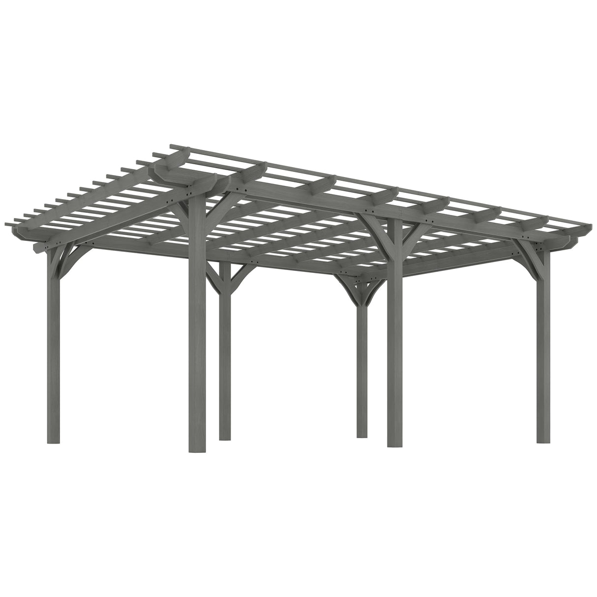 Outsunny 12' x 16' Outdoor Pergola, Wood Gazebo Grape Trellis with Stable Structure for Climbing Plant Support, Garden, Patio, Backyard, Deck, Gray Outsunny