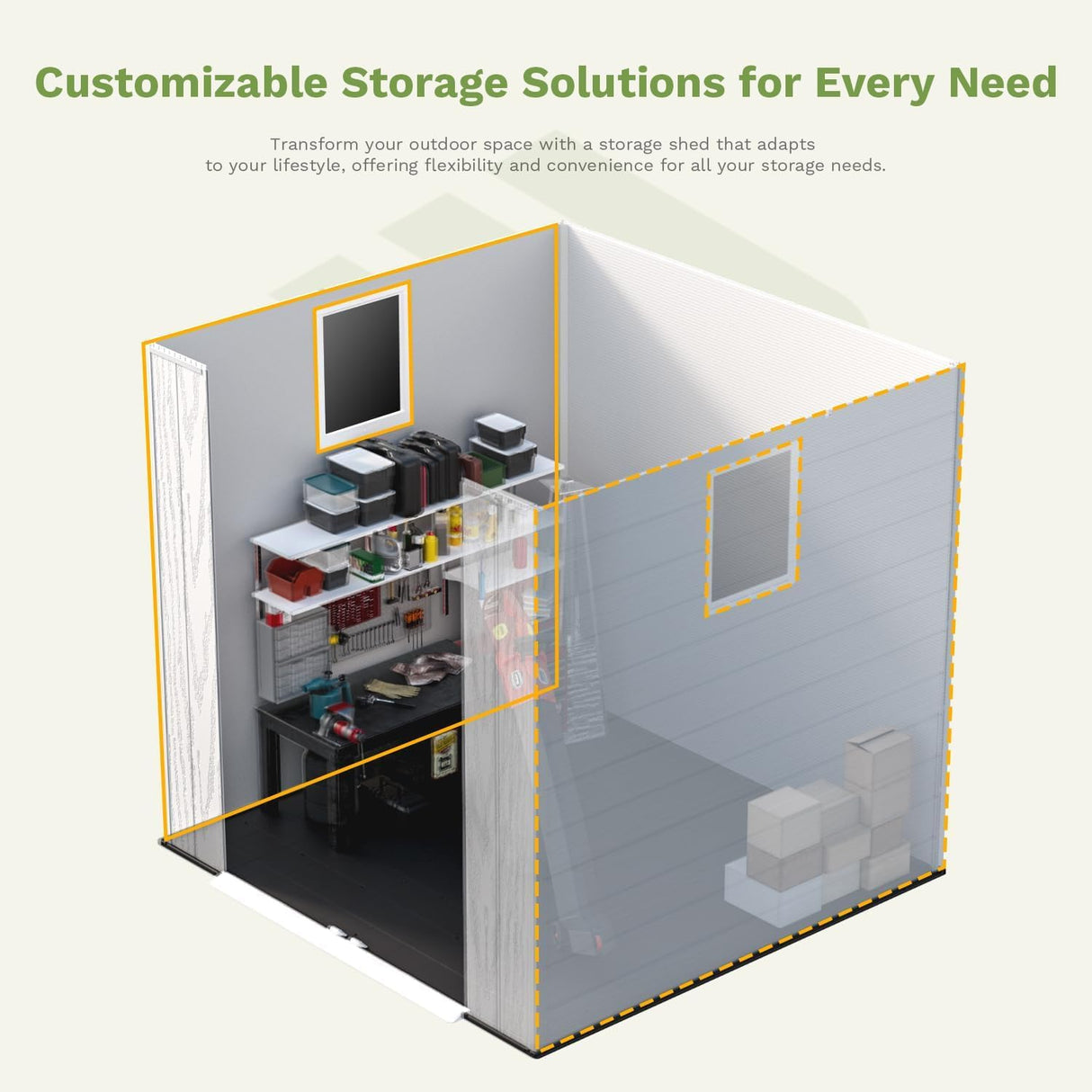 Patiowell 6x6 FT Outdoor Storage Shed with Floor - Resin Tool Shed with Lockable Door & 2 Windows, Easy Assembly for Garden, Backyard, Lawn Equipment, Light Grey Patiowell