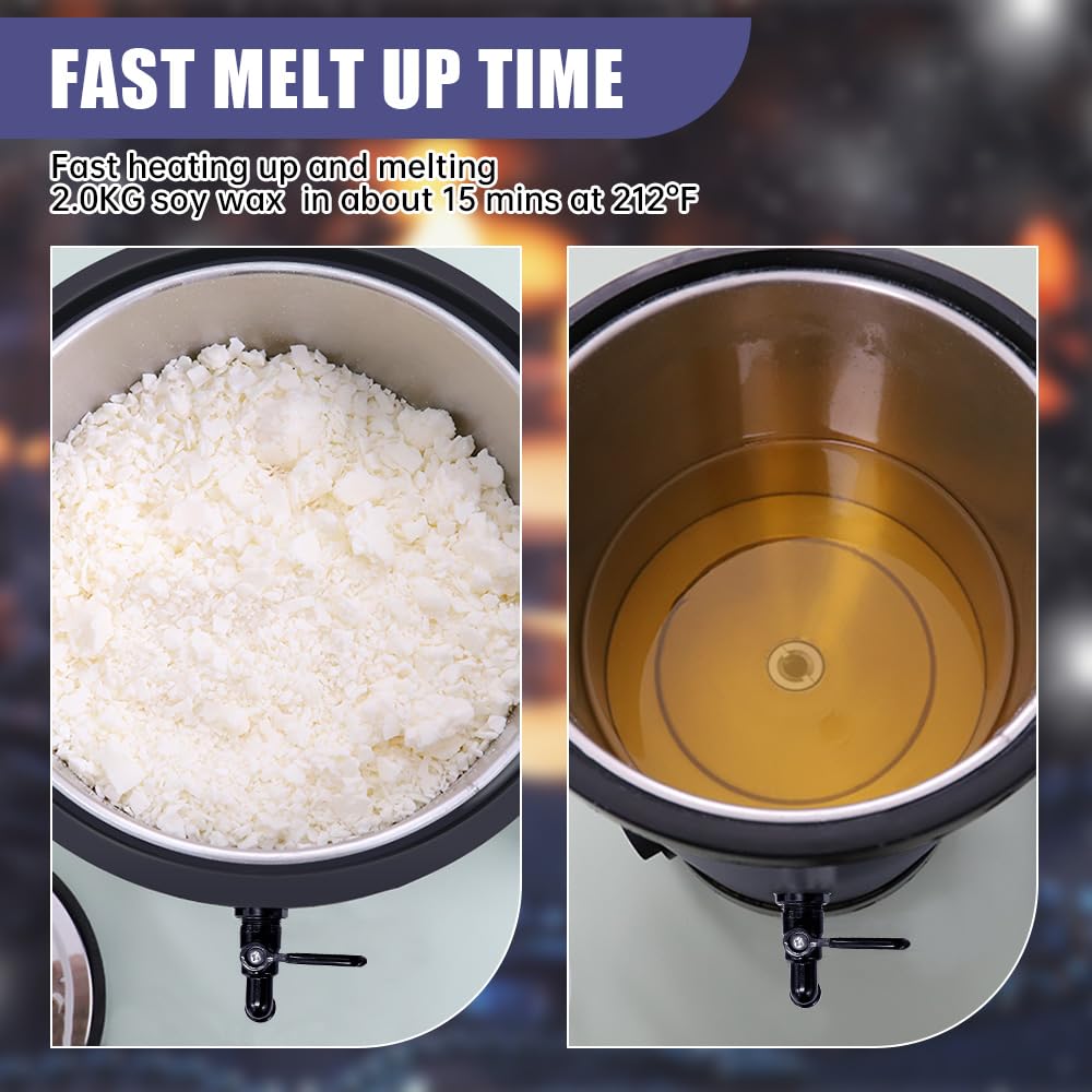 TOAUTO 10Lbs Wax Melter for Candle Making - Candle Wax Melting Pot with Faster Pour Spout and Temperature Controller, No Cloggy and Easy Clean Up TOAUTO