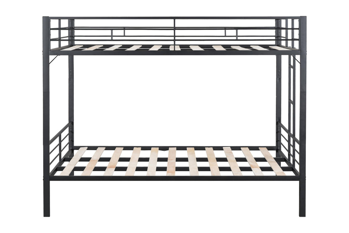 PVWIIK King Over King Bunk Bed with Side Ladder for Kids,Adult,Teenagers,Heavy Duty Metal Bunk Bed w/Full Length Guardrail for Dorm,Bedroom,Guest Room,No Box Spring Needed,Black PVWIIK