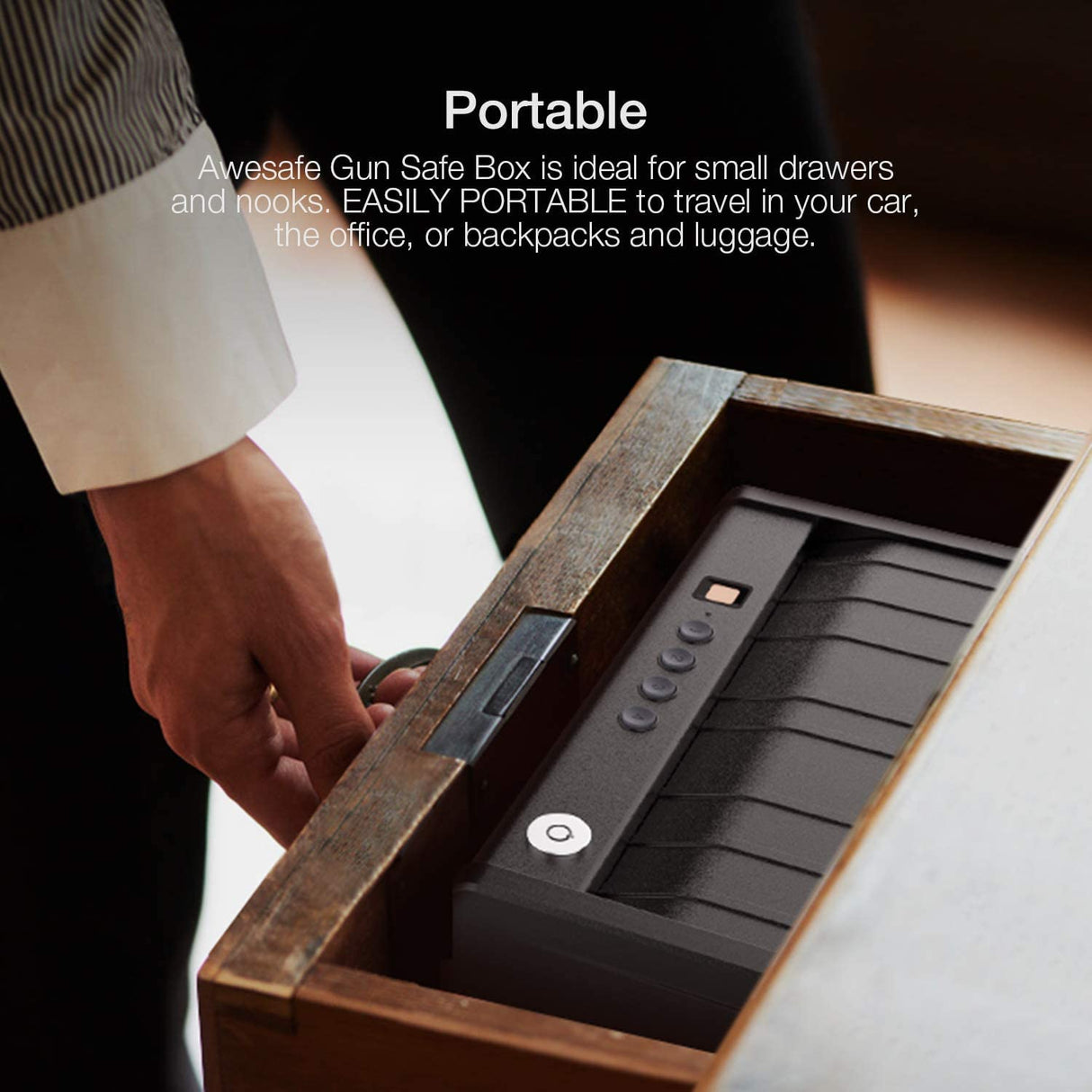 awesafe Gun Safe, Updated Biometric Gun Safe for Pistols, Quick Access Pistol Safe Fingerprint Handgun Safe with Keys and Keypad, Beside Gun Lock Box for Home (Biometric Fingerprint Lock) awesafe