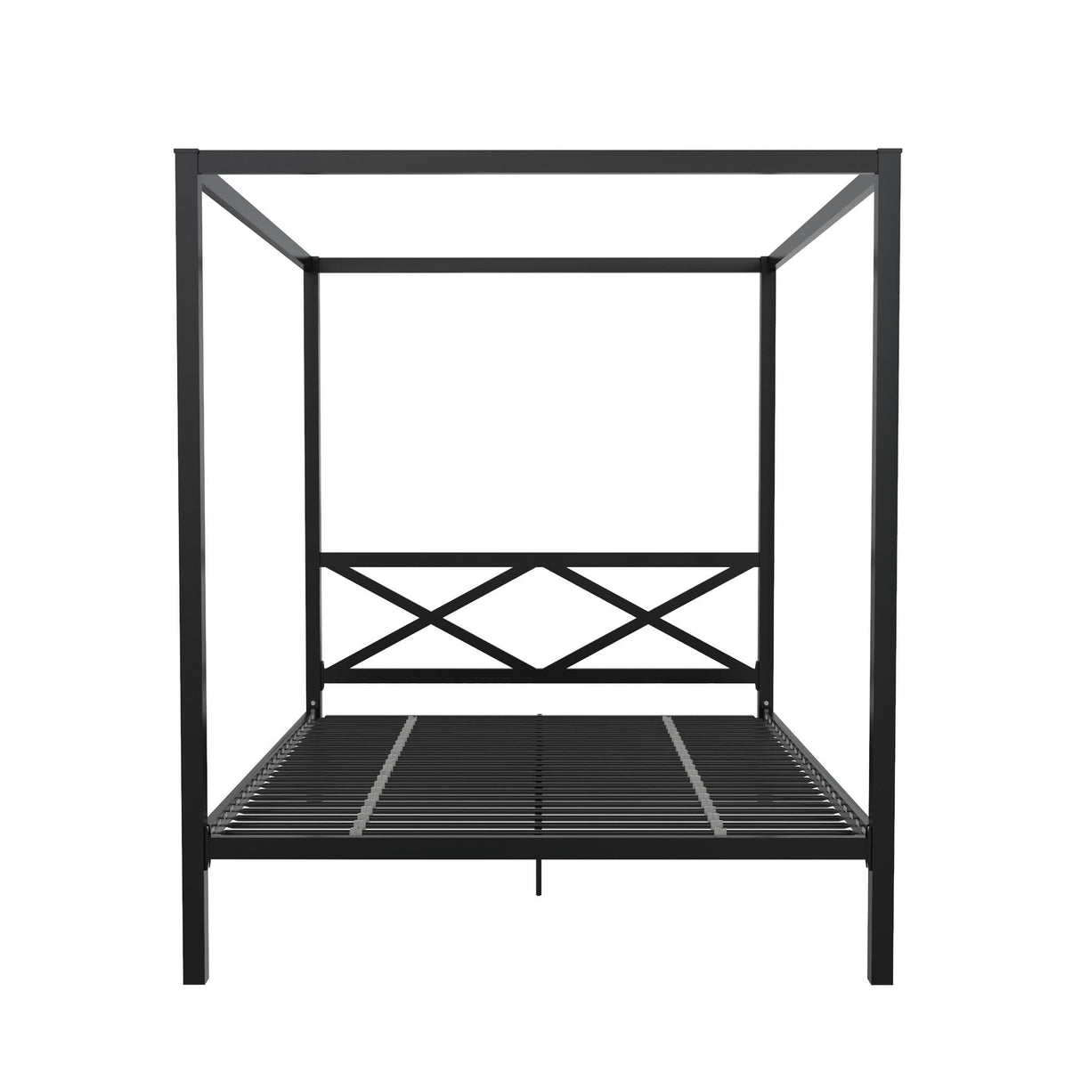 DHP Remna Metal Canopy Platform Bed Frame with Headboard, Queen. Black DHP