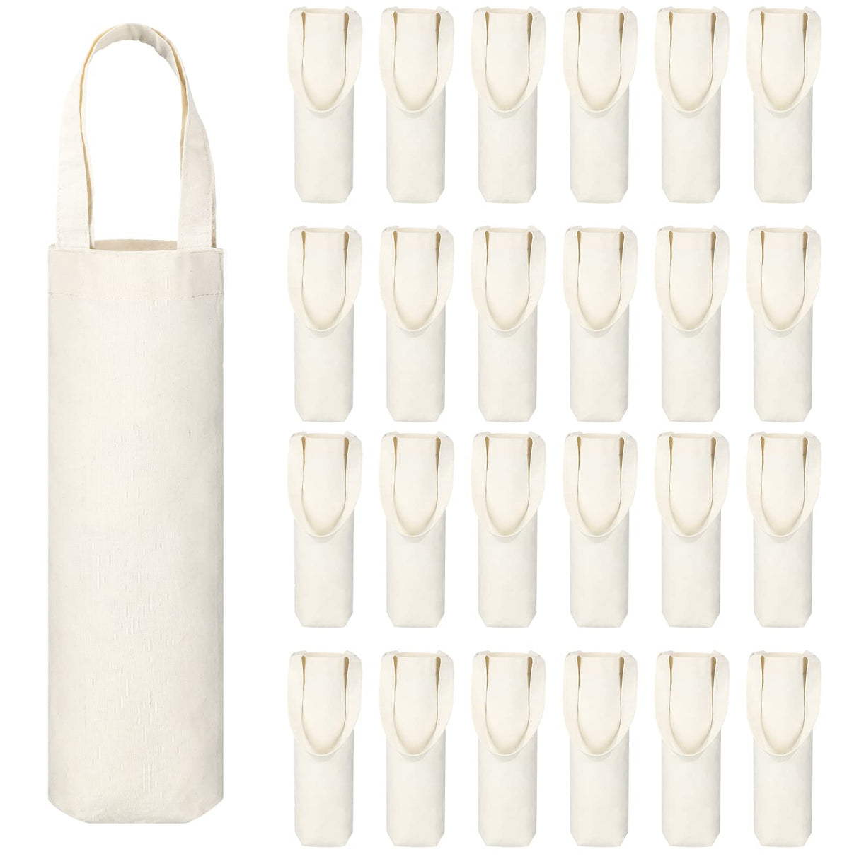 Hoolerry 24 Pcs Canvas Wine Bag with Handle Sublimation Blank Bottle Gift Tote Reusable Washable Wine Carrier Tote Hoolerry
