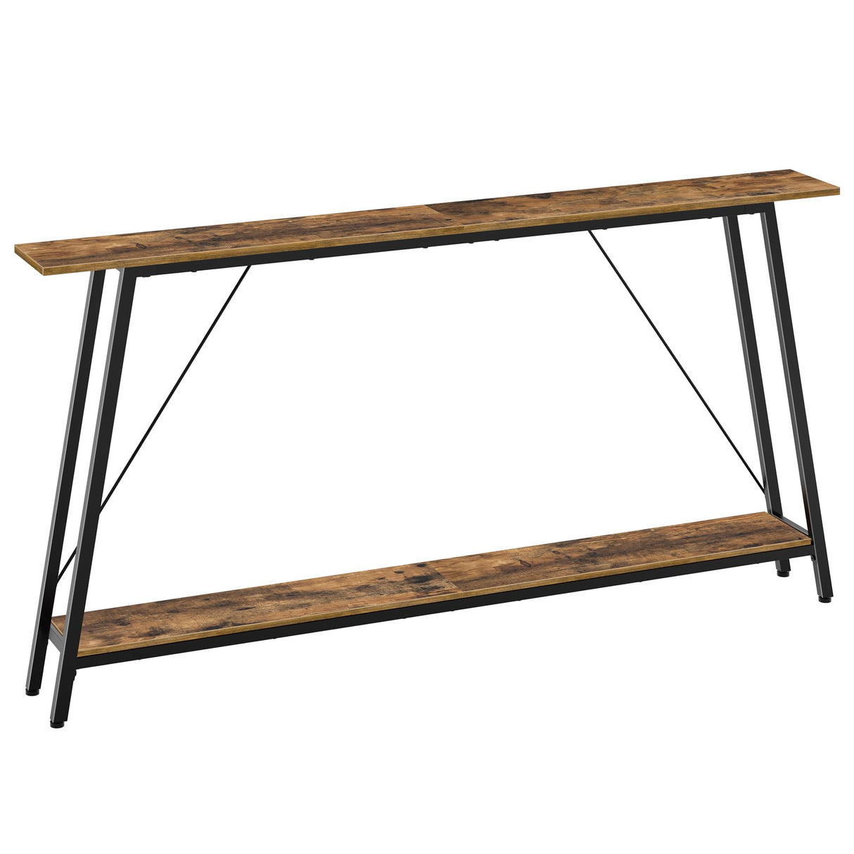 YATINEY 63" Console Table, Narrow Long Entryway Table, Industrial Skinny Sofa Tables, 2-Layer Hallway Table for Entryway, Display Table Behind Couch, Rustic Brown and Black CT16BR YATINEY