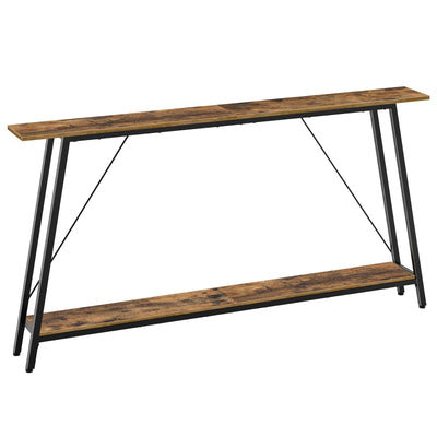 YATINEY 63" Console Table, Narrow Long Entryway Table, Industrial Skinny Sofa Tables, 2-Layer Hallway Table for Entryway, Display Table Behind Couch, Rustic Brown and Black CT16BR
