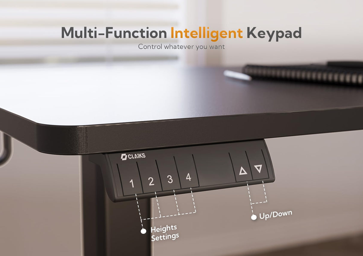 Claiks L Shaped Standing Desk Adjustable Height, Dual Motor Electric Corner Standing Desk, 63x55 inch Sit Stand up Desk with Splice Board, Black Claiks