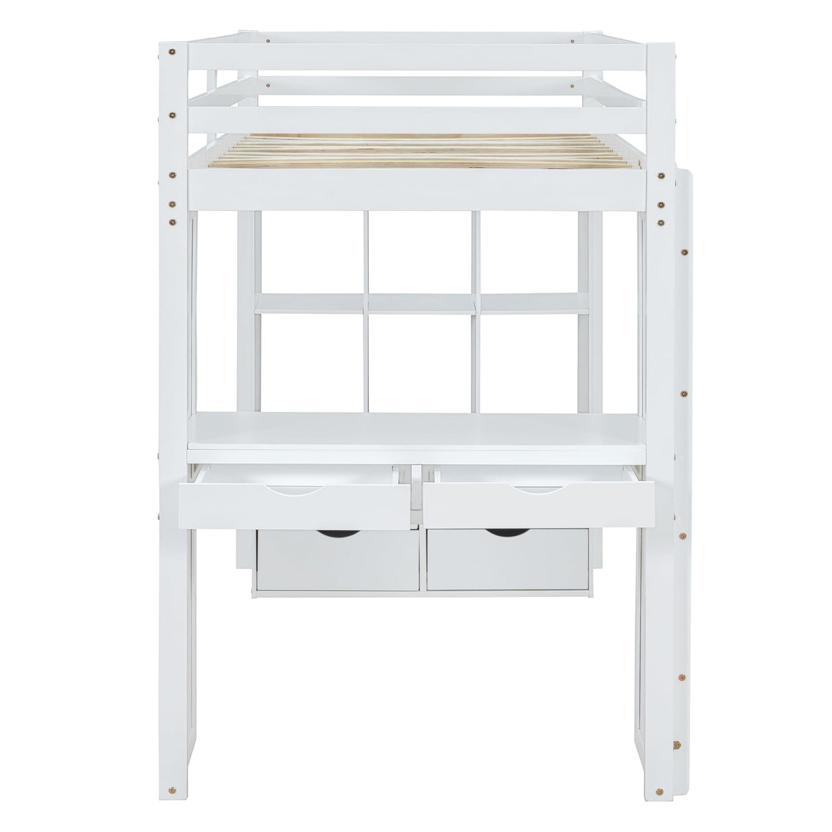 Harper & Bright Designs Full Size Loft Bed with Desk & Storage Shelves, Wood Loft Bed Full Size with LED Lights, Hight Loft Bed Frame for Kids,Boys,Girls,Teens, White Harper & Bright Designs