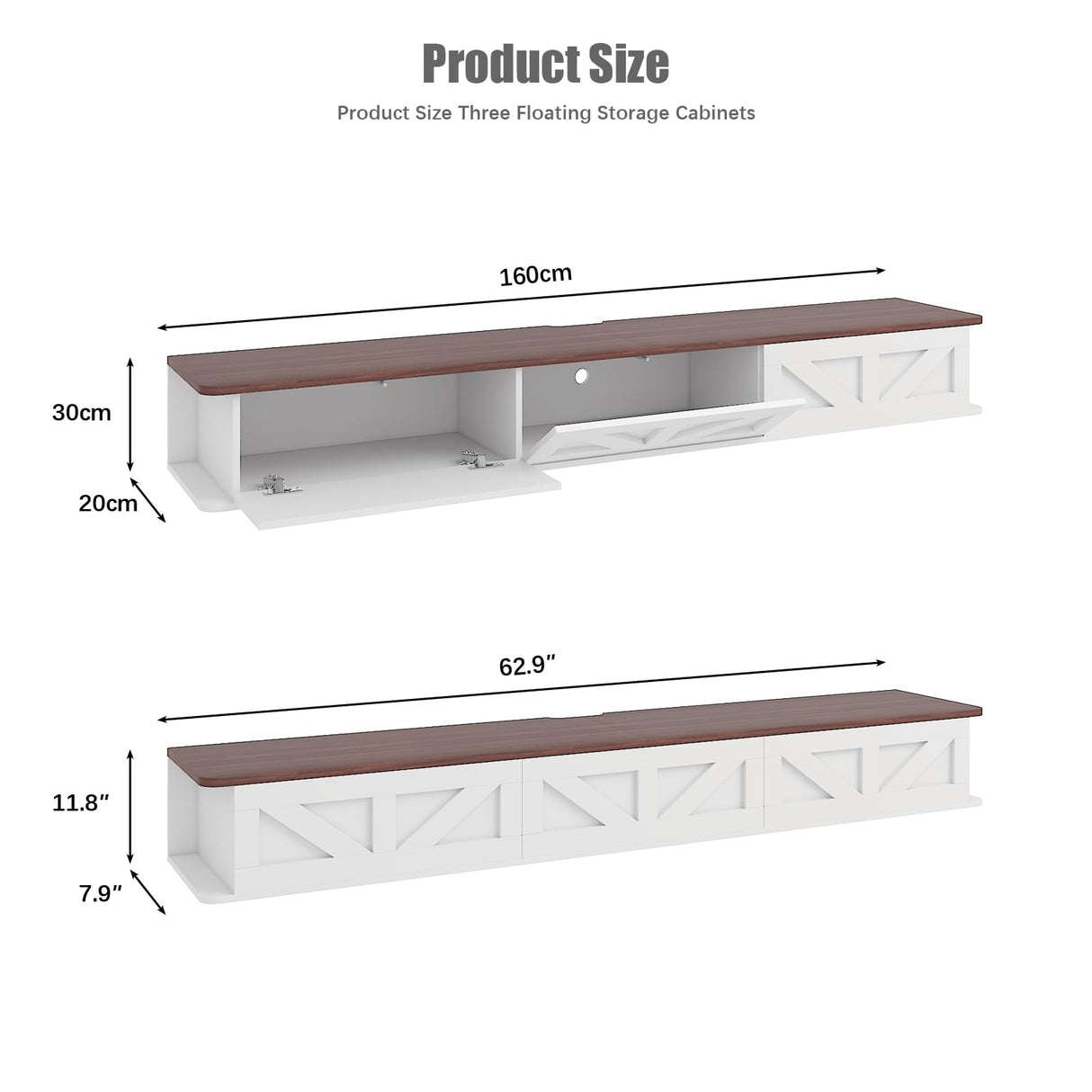HedoAjim Floating TV Stand for 55 65 70 inch TV, Entertainment Center Media TV Console Shelf and Storage Drawers for Wall for Living Room Bedroom (White) HedoAjim