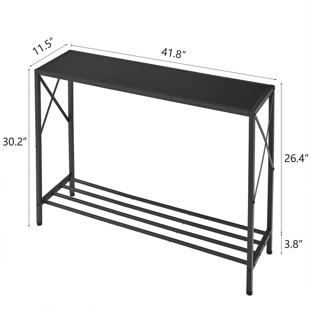 Tajsoon Console Table, 2-Tier Entryway Table,41.8”L Narrow Sofa Table with Shelves, Entrance Table for Hallway, Entryway, Living Room, Foyer, Corridor, Office, Black Tajsoon