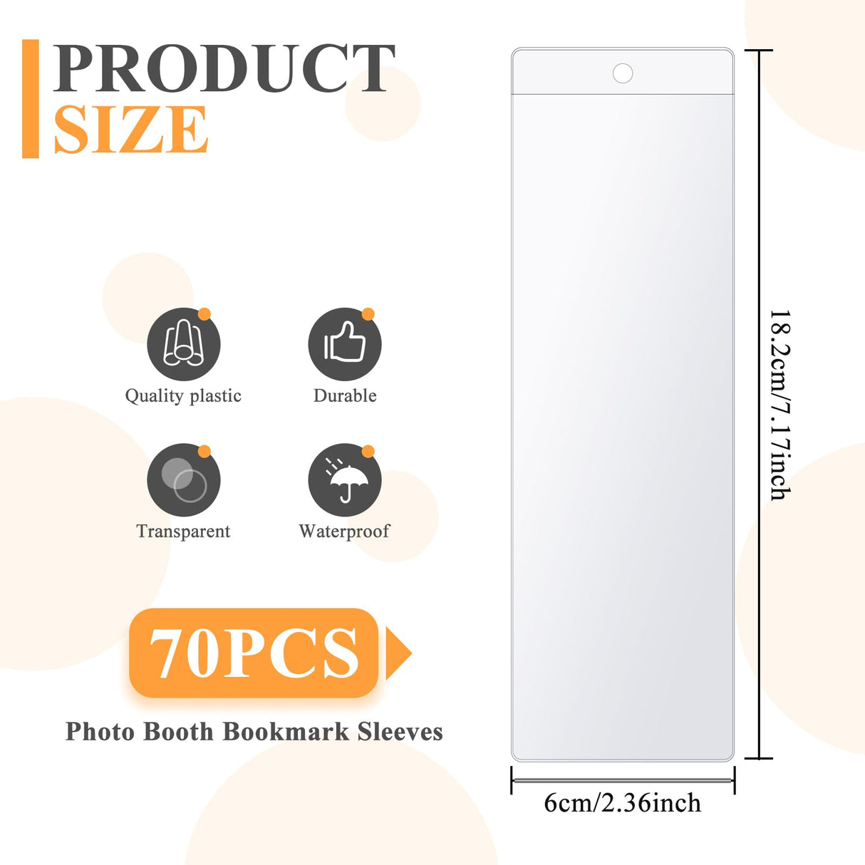 Ira Pollitt 70 Pieces Photo Booth Bookmark Sleeves Blank Photobooth Frames Clear Blank Bookmark Holder Sleeves with Hole for Students Reading Party Favors Supplies Ira Pollitt