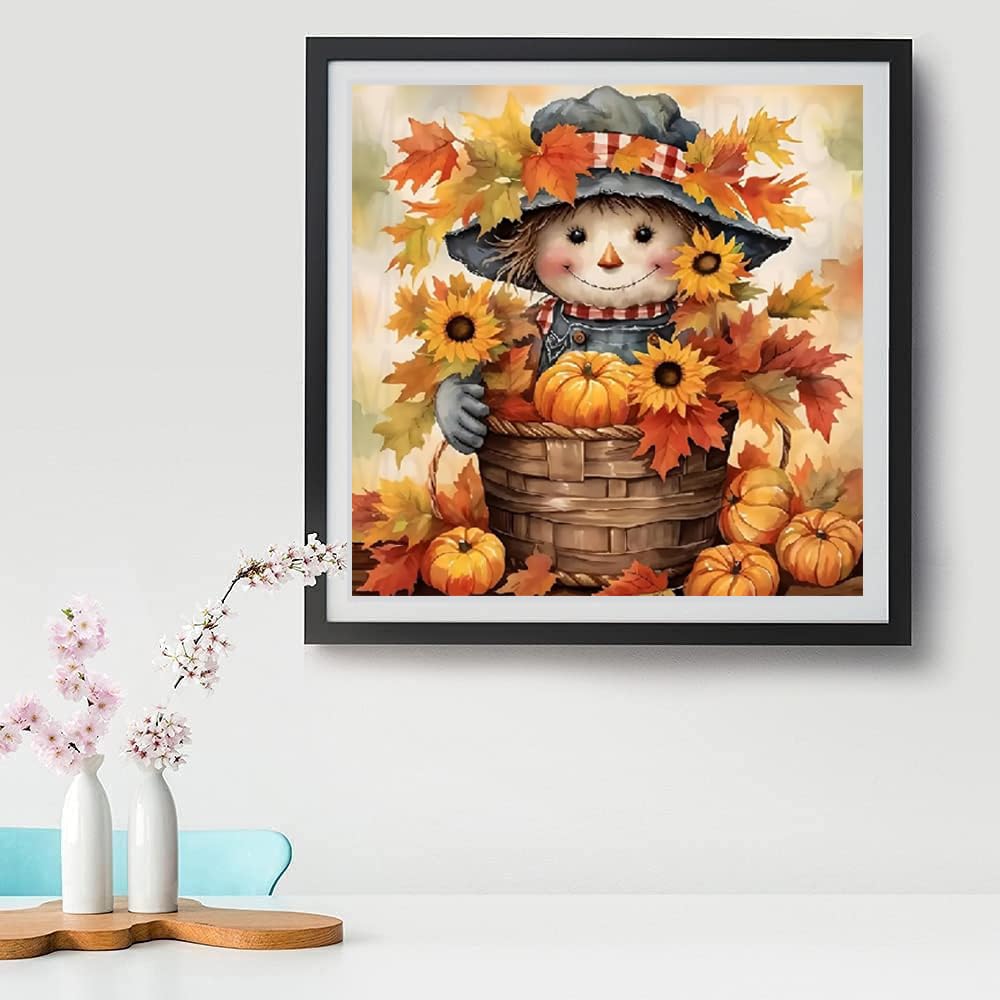 VIGEGU Fall Scarecrow Paint by Numbers Kit for Adults with Framed,Thanksgiving Paint by Number DIY Acrylic Adult Paint by Number Kits for Wall Decor 10x10in VIGEGU
