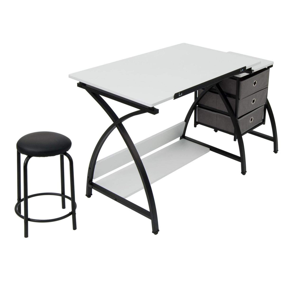 SD STUDIO DESIGNS 2 Piece Comet Craft Table | Angle Adjustable Top and Stool | Blue/Spatter Gray SD STUDIO DESIGNS