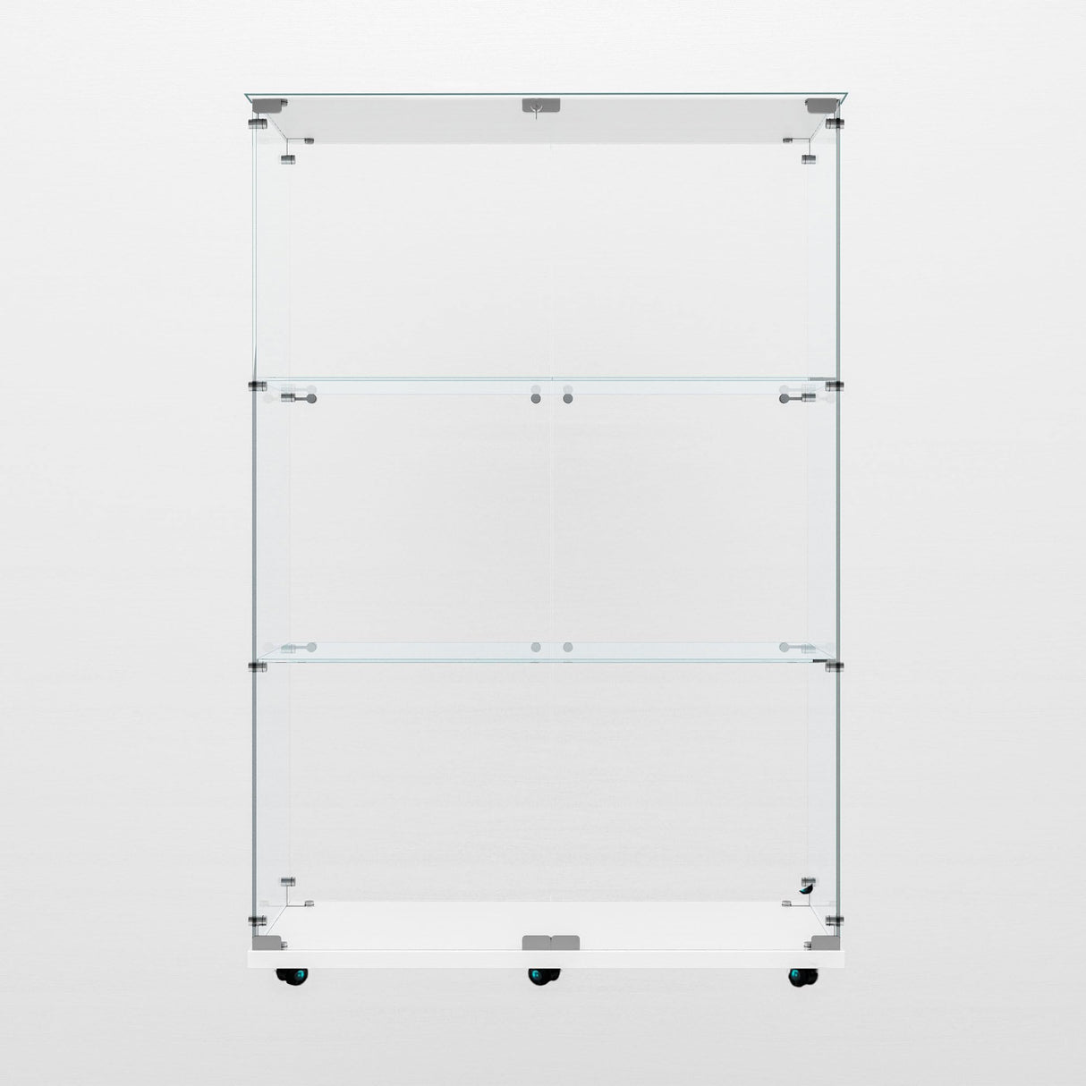 49.73" Tall Glass Display Cabinet with LED Lights&Rolling Wheels, Curio Glass Cabinet with 3 Shelves with 2 Door, Quick-Install Style Floor Standing Bookshelf File Cabinet for Home Office Kootlena