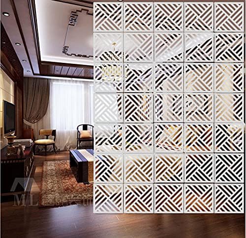 BMIDRUT White Hanging Room Divider,12 Pieces Wood-Plastic DIY Panel Screens Partition Wall Dividers Room Decoration with All Accessories 11.4x11.4 Inch BMIDRUT