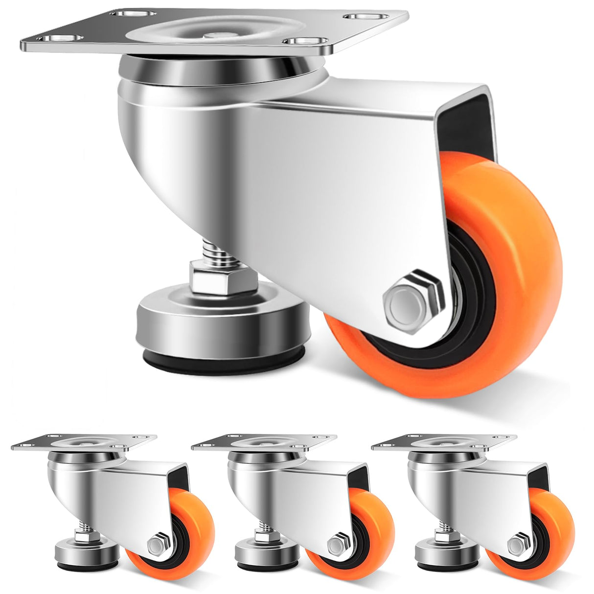 W B D WEIBIDA 2” Leveling Plate Casters Wheels, Workbench Casters Set of 4, Retractable Casters with Adjustable Leveling Feet 1100 LBS, Heavy Duty Casters Wheels for Workbench, Equipment, Machine W B D WEIBIDA