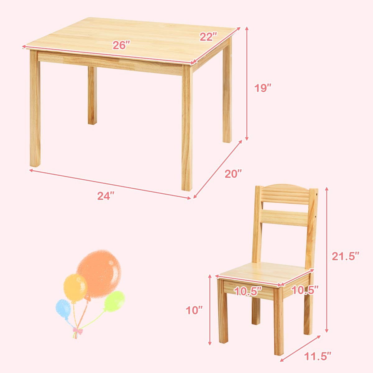 Costzon Kids Table and Chair Set, 5 Piece Wood Activity Table & Chairs for Children Arts, Crafts, Homework, Snack Time, Preschool Furniture, Gift for Boys Girls, Toddler Table and Chair Set (Natural) Costzon