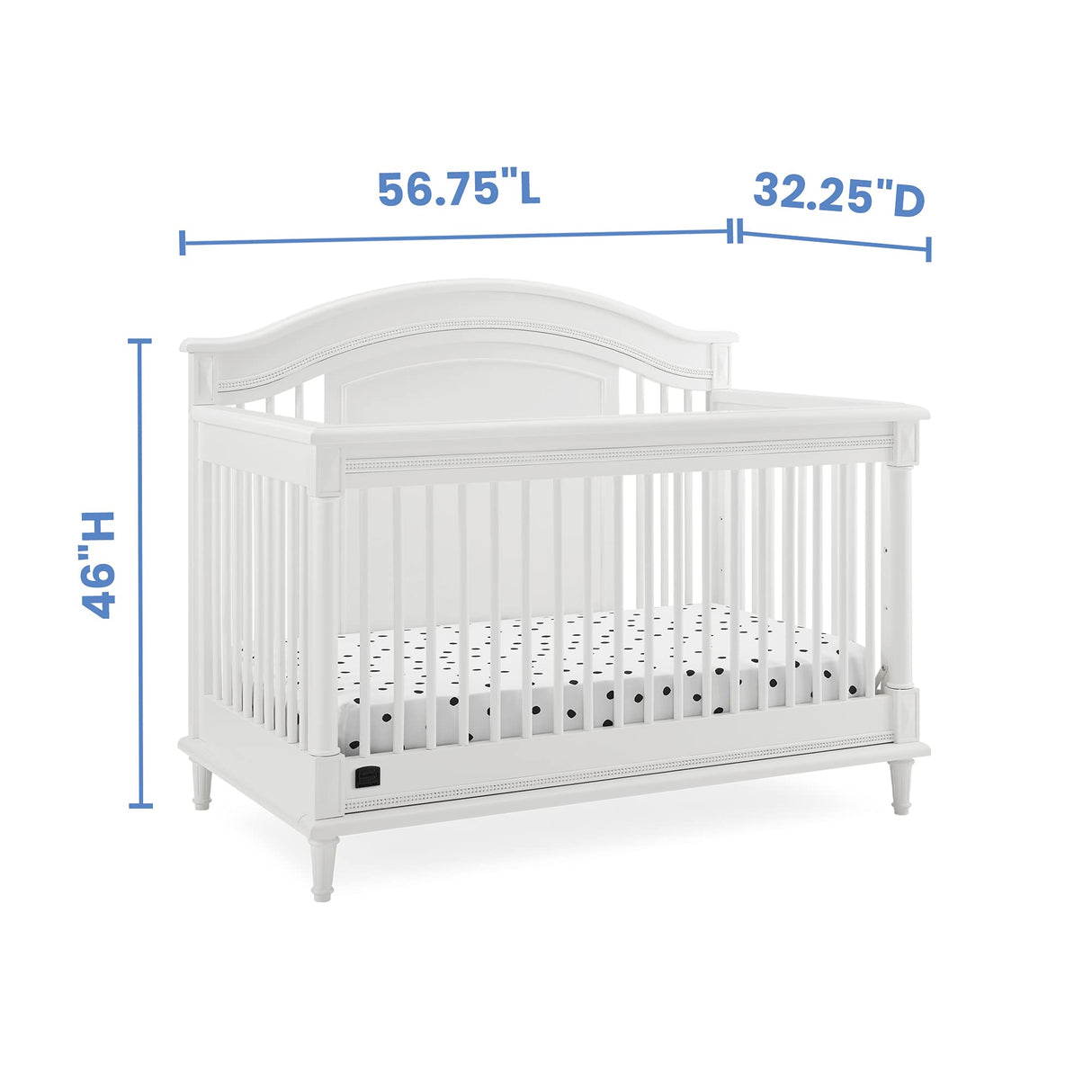 Delta Children Simmons Kids Juliette 6-in-1 Convertible Crib with Toddler Rail, Greenguard Gold Certified, Bianca White Delta Children