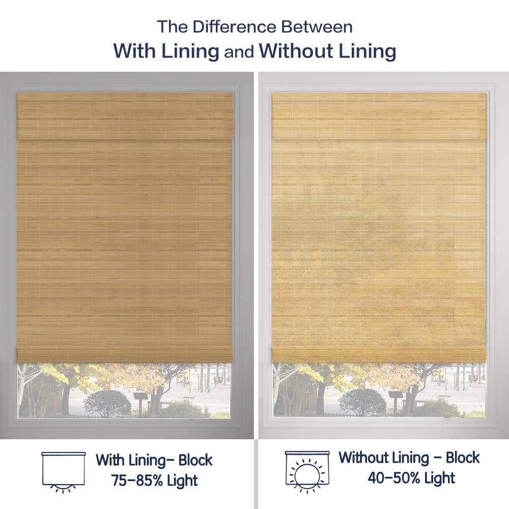 LANTIME Wood Window Roman Shades, Lined Blackout Bamboo Roman Shades Blinds, Easy Installation for Home and Garden, Pattern 6 LANTIME