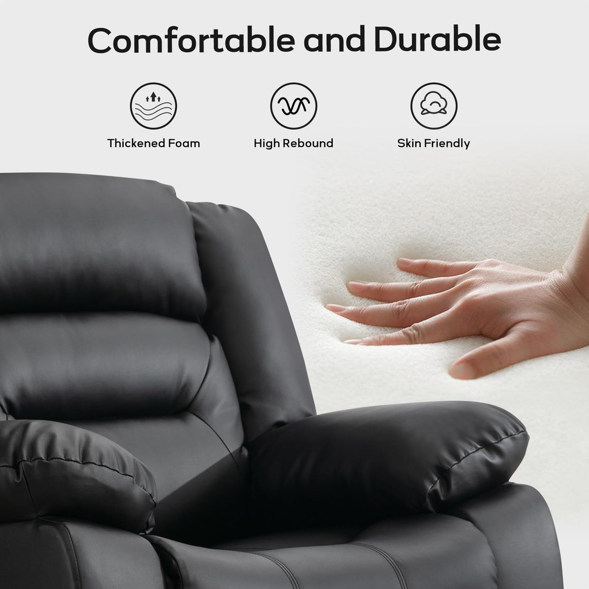 EBELLO Faux Leather Power Loveseat Recliner, Electric Reclining Sofa Chair, Overstuffed Comfortable Armrest Couch Set for Living Room, Bedroom Furniture, Meeting Room, Black (Loveseat) EBELLO