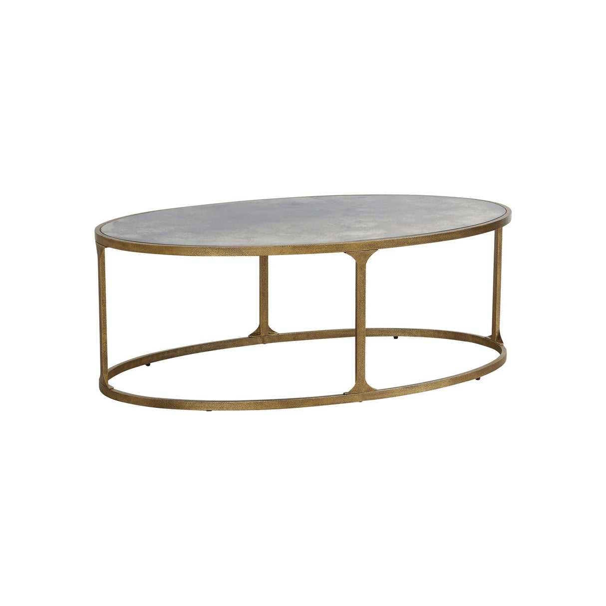 Signature Design by Ashley Korajane Oval Coffee Table with Tempered Glass Top, Faux Marble Finish, Steel Frame, 48" W x 27.38" D x 17.5" H, Antique Gold Signature Design by Ashley
