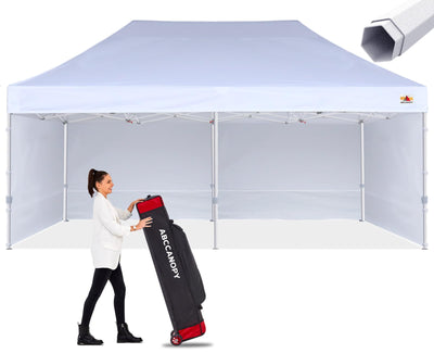 ABCCANOPY 10x20 Pop Up Canopy Tent Commercial Instant Outdoor Canopy Premium-Series with 3 Sidewalls and Hexagonal Legs,White