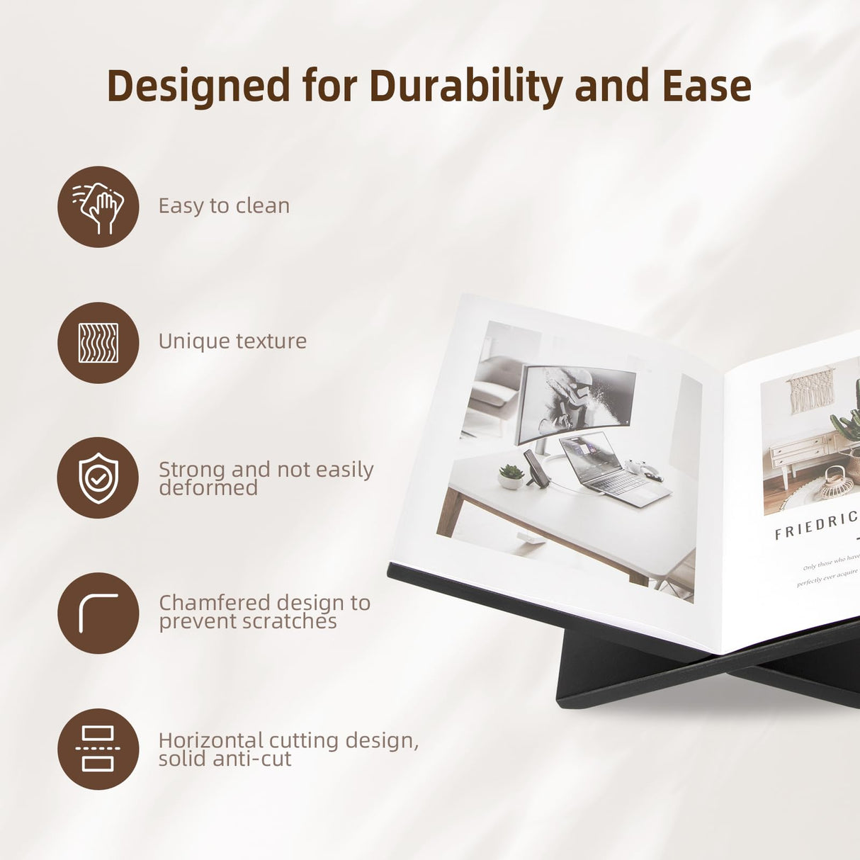 PUERSI Open Display Stand, Wooden Large Book Holder, Coffee Table Stand, Wood Easel for Magazine, Art, Cook Book, Bible, Quran - Black PUERSI