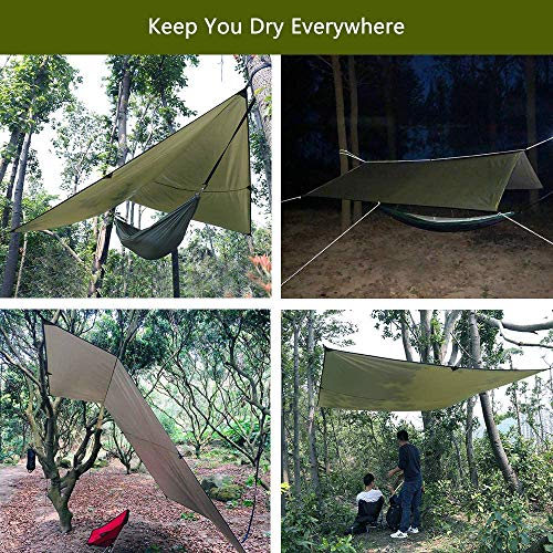 Sunyear Hammock Camping with Rain Fly Tarp and Net, Portable Camping Hammock Double Tree Hammock Outdoor Indoor Backpacking Travel & Survival, 2 Tree Straps,100% Waterproof Green Bundle Sunyear