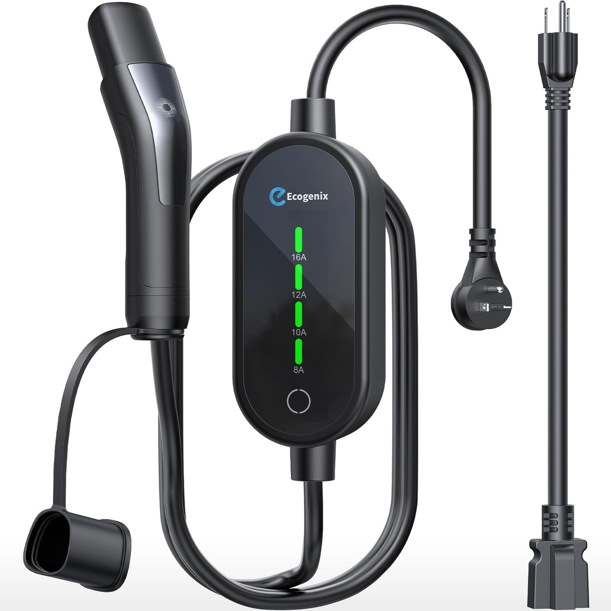 Ecogenix Level 1 & Level 2 EV Charger for Tesla Mobile Charging (16A, 110V-240V, NEMA 5-15 & NEMA 6-20 Plug) Adjustable Current with 21ft Cable, for Tesla Model Y/3/X/S/Cybertruck, Tesla Accessories Ecogenix