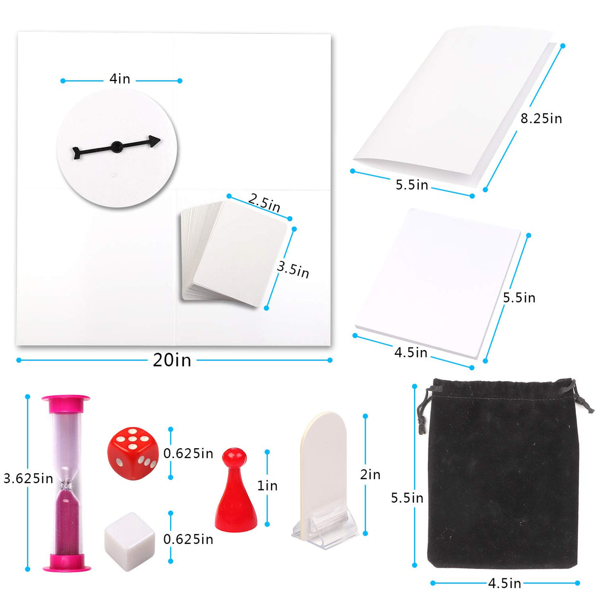 Madanar Blank Create Your Own Board Game Kit DIY 143 Piece Set - Perfect for School Projects: Player Pieces, Spinner, Playing Cards, Dice, Sand Timer, Pawns, Storage Box, and More - Fun for Family Madanar